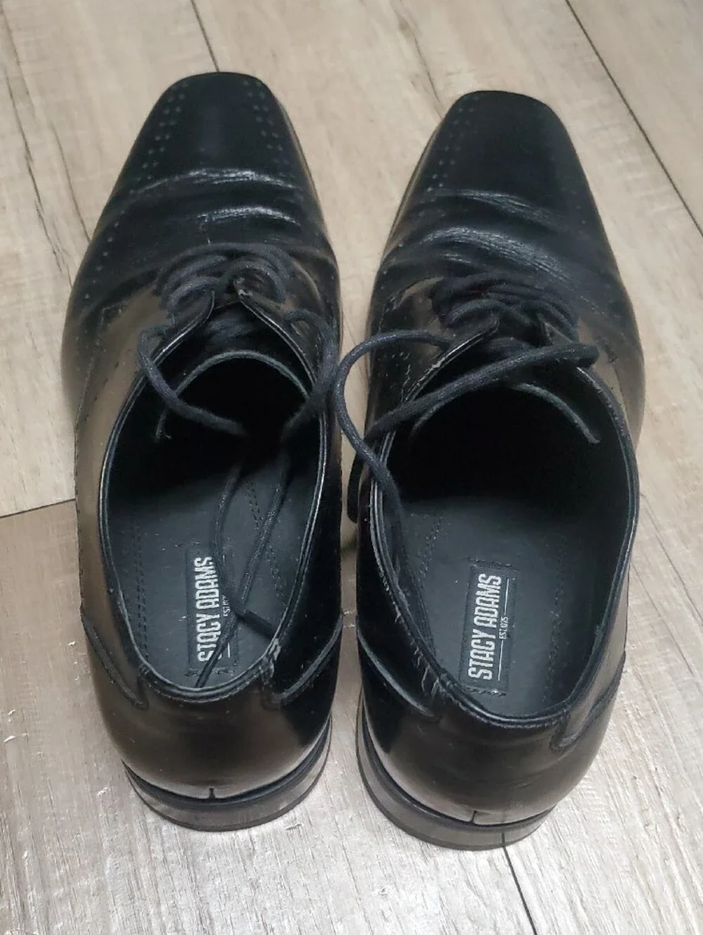 Stacy Adams Black Leather Lace-Up Dress Oxfords